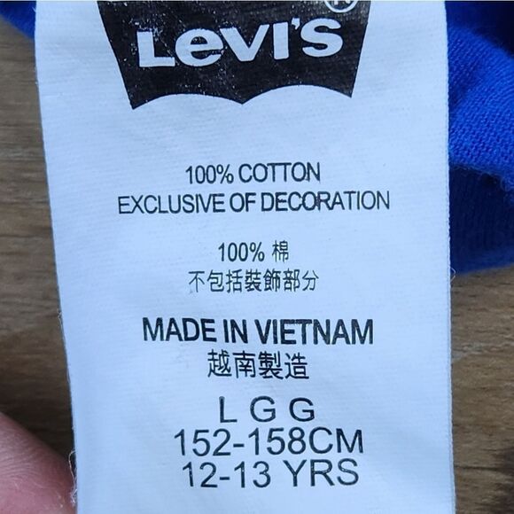 🔹️🔺️Levi's Prince Blue Classic Batwing Graphic Logo Top Youth Large - Picture 8 of 10